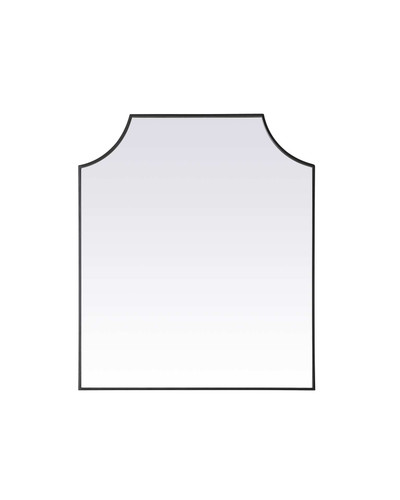 Elegant Furniture and Lighting Notched Metal Mirror 36X42 Inch In Black (MR3B3642BLK)