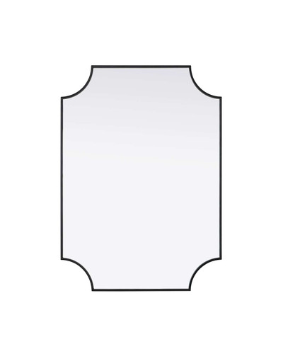 Elegant Furniture and Lighting Notched Metal Mirror 30X42 Inch In Black (MR3D3042BLK)