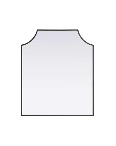 Elegant Furniture and Lighting Notched Metal Mirror 27X32 Inch In Black (MR3B2732BLK)