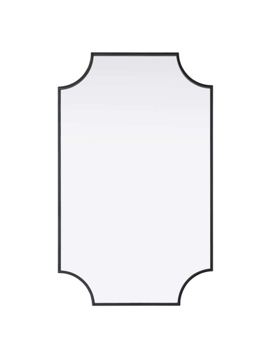 Elegant Furniture and Lighting Notched Metal Mirror 22X36 Inch In Black (MR3D2236BLK)