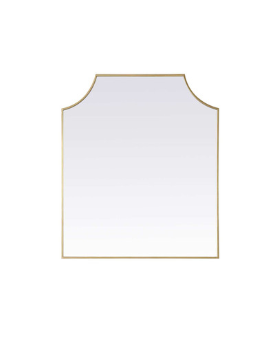 Elegant Furniture and Lighting Notched Metal Mirror 36X42 Inch In Brass (MR3B3642BRA)