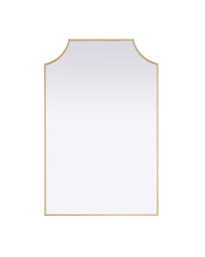 Elegant Furniture and Lighting Notched Metal Mirror 27X42 Inch In Brass (MR3B2742BRA)
