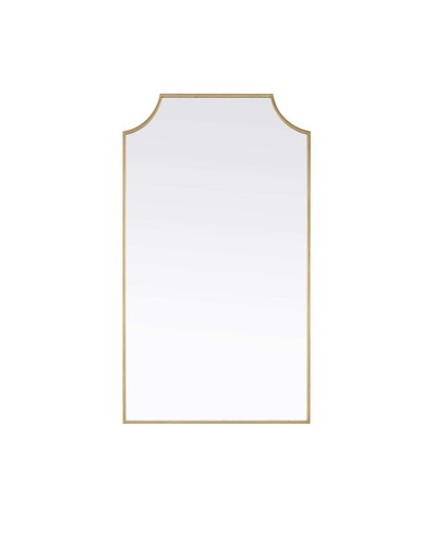 Elegant Furniture and Lighting Notched Metal Mirror 24X42 Inch In Brass (MR3B2442BRA)