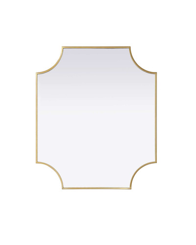 Elegant Furniture and Lighting Notched Metal Mirror 27X32 Inch In Brass (MR3D2732BRA)
