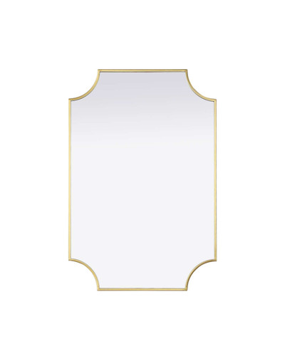 Elegant Furniture and Lighting Notched Metal Mirror 24X36 Inch In Brass (MR3D2436BRA)