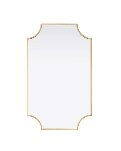 Elegant Furniture and Lighting Notched Metal Mirror 22X36 Inch In Brass (MR3D2236BRA)