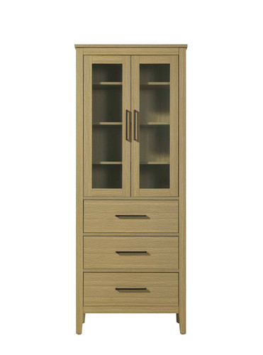 Elegant Furniture and Lighting 28 Inch Bath Storage Glass Cabinet In Honey Brown (SC293C28MHB)