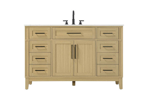 Elegant Furniture and Lighting 54 Inch Single Bathroom Vanity In Honey Brown