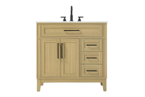 Elegant Furniture and Lighting 36 Inch Single Bathroom Vanity In Honey Brown