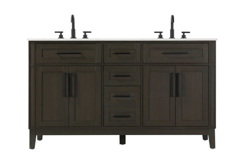 Elegant Furniture and Lighting 60 Inch Double Bathroom Vanity In Mocha Brown (VF82560DMMB)