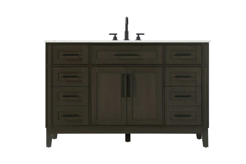 Elegant Furniture and Lighting 54 Inch Single Bathroom Vanity In Mocha Brown