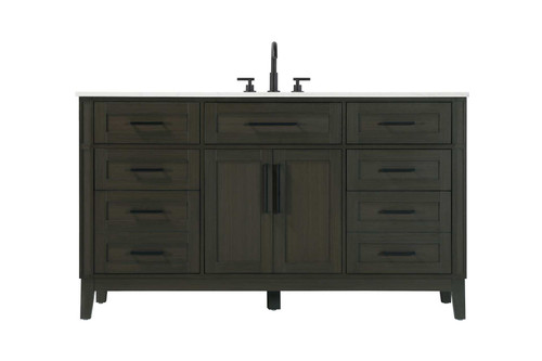 Elegant Furniture and Lighting 60 Inch Single Bathroom Vanity In Mocha Brown
