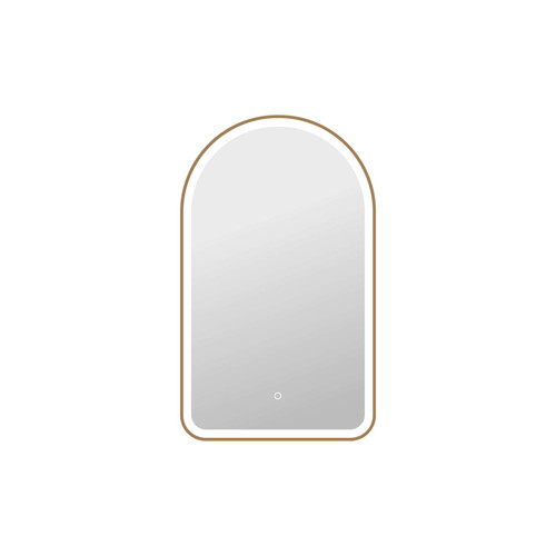 Elegant Furniture and Lighting 40 Inch Arch Led Front And Backlit Wall Mirror In Satin Gold (MRE6D2440SG)