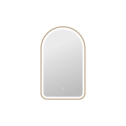Elegant Furniture and Lighting 36 Inch Arch Led Front And Backlit Wall Mirror In Satin Gold (MRE6D2236SG)