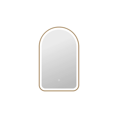 Elegant Furniture and Lighting 32 Inch Arch Led Front And Backlit Wall Mirror In Satin Gold (MRE6D2032SG)