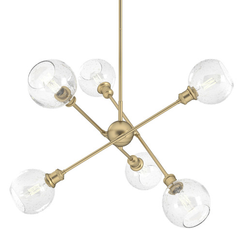 Axel 6 Light Chandelier (with shades) in Olympic Gold (1945-6 OG-GLOBE-SD)
