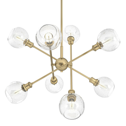 Axel 8 Light Chandelier (with shades) in Olympic Gold (1945-8 OG-GLOBE-SD)