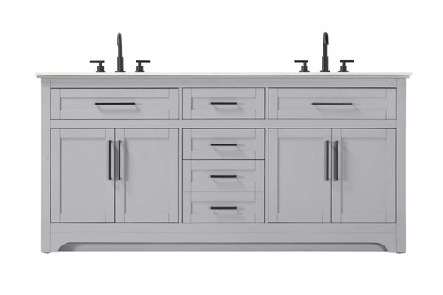 Elegant Furniture and Lighting 72 Inch Double Bathroom Vanity In Grey (VF85072DGR)