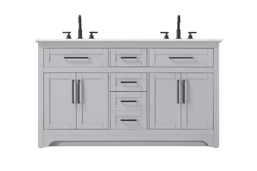 Elegant Furniture and Lighting 60 Inch Double Bathroom Vanity In Grey (VF85060DGR)