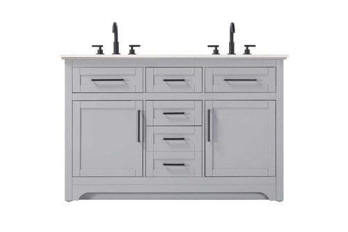 Elegant Furniture and Lighting 54 Inch Double Bathroom Vanity In Grey