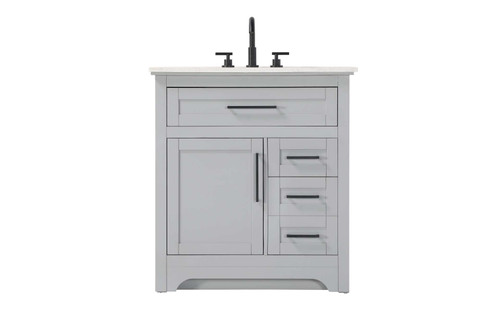 Elegant Furniture and Lighting 32 Inch Single Bathroom Vanity With Backsplash In Grey