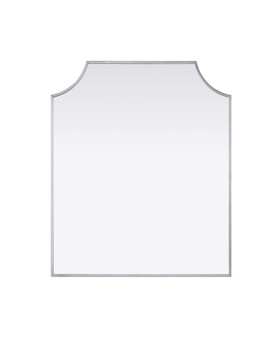 Elegant Furniture and Lighting Notched Metal Mirror 30X36 Inch In Silver (MR3B3036SIL)