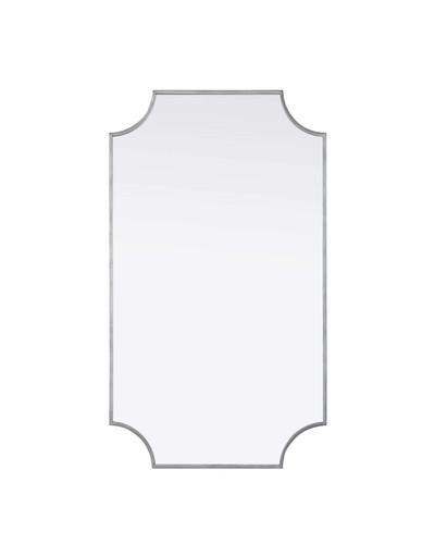 Elegant Furniture and Lighting Notched Metal Mirror 24X42 Inch In Silver (MR3D2442SIL)