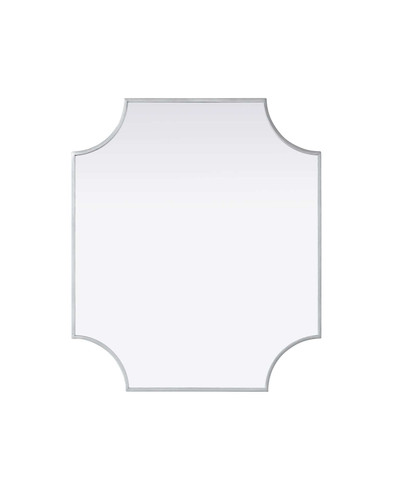 Elegant Furniture and Lighting Notched Metal Mirror 27X32 Inch In Silver (MR3D2732SIL)