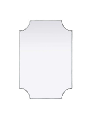 Elegant Furniture and Lighting Notched Metal Mirror 24X36 Inch In Silver (MR3D2436SIL)