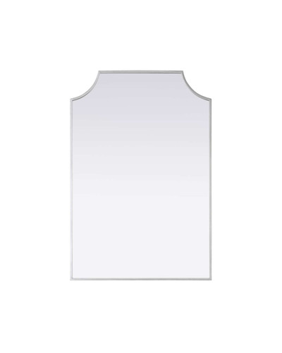 Elegant Furniture and Lighting Notched Metal Mirror 24X36 Inch In Silver (MR3B2436SIL)