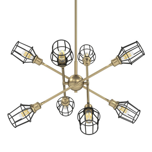 Axel 8 Light Chandelier (with shades) in Olympic Gold (1945-8 OG-WIRE-BLK)