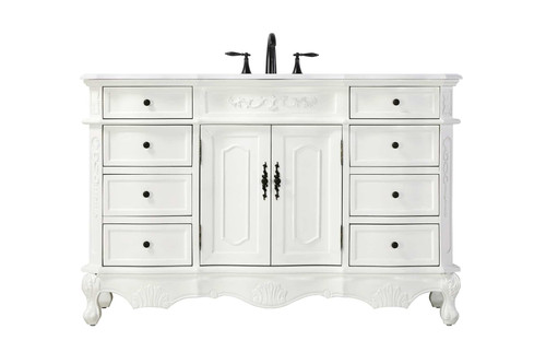 Elegant Furniture and Lighting 54 Inch Single Bathroom Vanity In Antique White