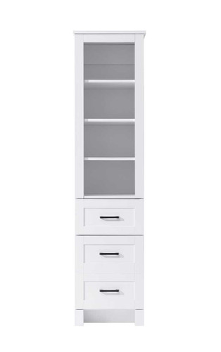 Elegant Furniture and Lighting 16 Inch Bath Storage Glass Cabinet In White (SC280216WH)