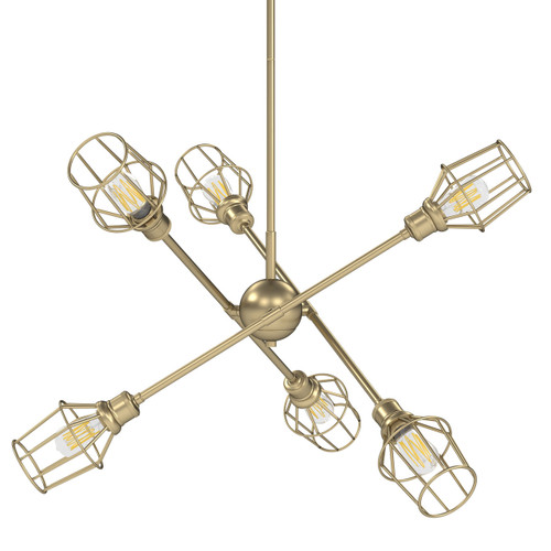 Axel 6 Light Chandelier (with shades) in Olympic Gold (1945-6 OG-WIRE-OG)