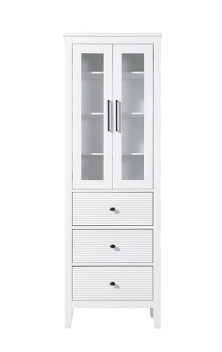 Elegant Furniture and Lighting 24 Inch Bath Storage Glass Cabinet In White (SC296C24WH)