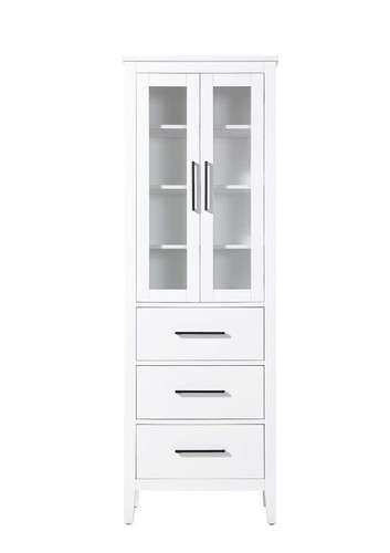 Elegant Furniture and Lighting 24 Inch Bath Storage Glass Cabinet In White (SC293C24WH)