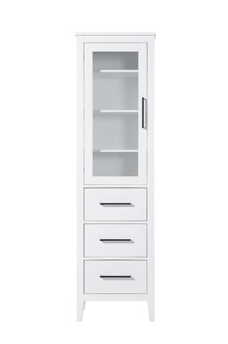 Elegant Furniture and Lighting 20 Inch Bath Storage Glass Cabinet In White (SC293C20WH)