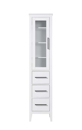 Elegant Furniture and Lighting 16 Inch Bath Storage Glass Cabinet In White (SC293C16WH)