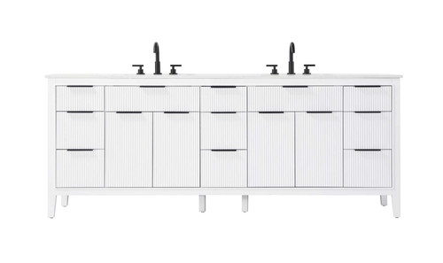 Elegant Furniture and Lighting 84 Inch Double Bathroom Vanity In White (VF29884DWH)