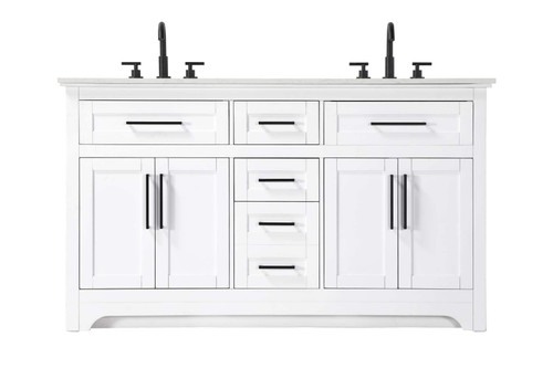 Elegant Furniture and Lighting 60 Inch Double Bathroom Vanity In White (VF85060DWH)