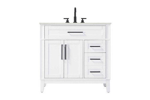 Elegant Furniture and Lighting 36 Inch Single Bathroom Vanity In Honey White