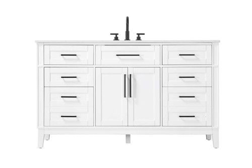 Elegant Furniture and Lighting 60 Inch Single Bathroom Vanity In White