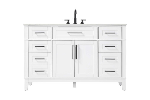 Elegant Furniture and Lighting 54 Inch Single Bathroom Vanity In White