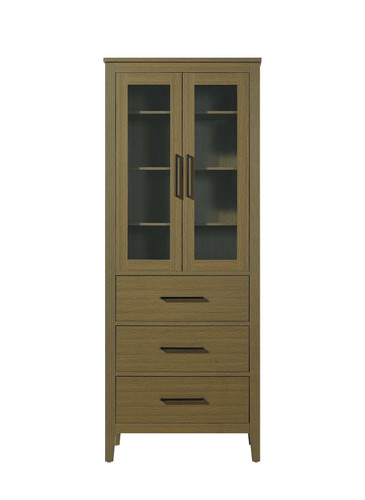Elegant Furniture and Lighting 28 Inch Bath Storage Glass Cabinet In Chestnut Brown (SC293C28MCB)