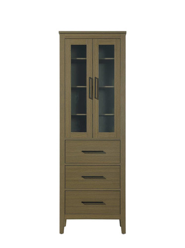Elegant Furniture and Lighting 24 Inch Bath Storage Glass Cabinet In Chestnut Brown (SC293C24MCB)