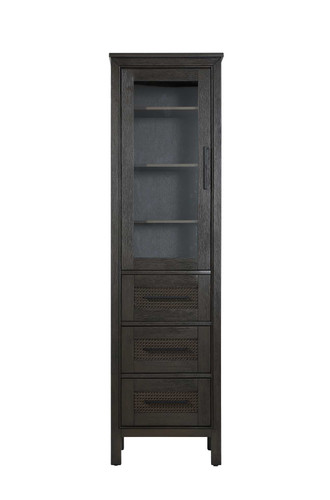 Elegant Furniture and Lighting 20 Inch Bath Storage Glass Cabinet In Chocolate Oak (SC295C20CO)