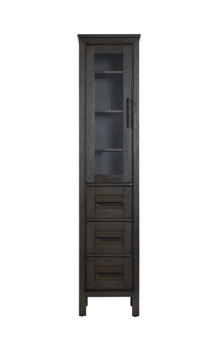 Elegant Furniture and Lighting 16 Inch Bath Storage Glass Cabinet In Chocolate Oak (SC295C16CO)