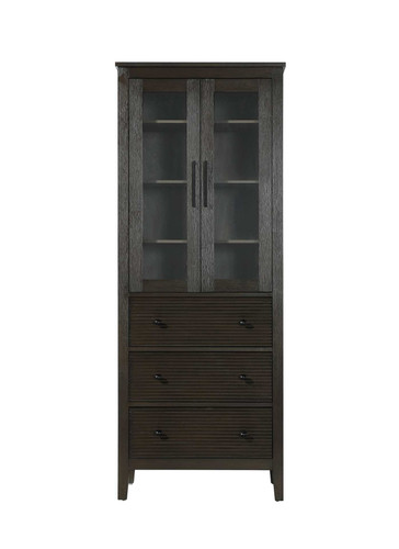 Elegant Furniture and Lighting 28 Inch Bath Storage Glass Cabinet In Chocolate Oak (SC296C28CO)