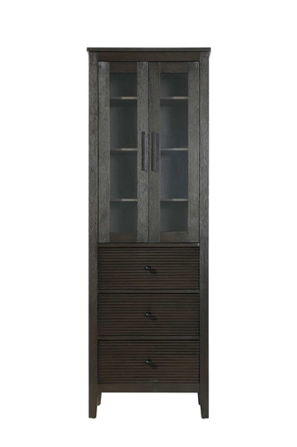 Elegant Furniture and Lighting 24 Inch Bath Storage Glass Cabinet In Chocolate Oak (SC296C24CO)