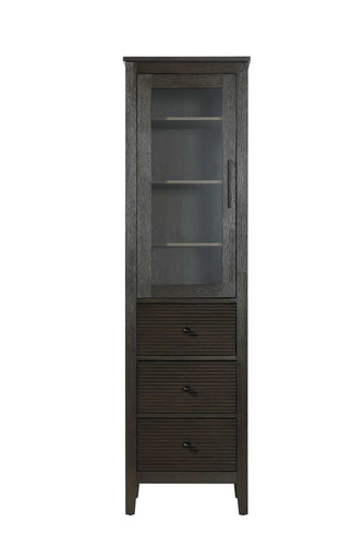 Elegant Furniture and Lighting 20 Inch Bath Storage Glass Cabinet In Chocolate Oak (SC296C20CO)